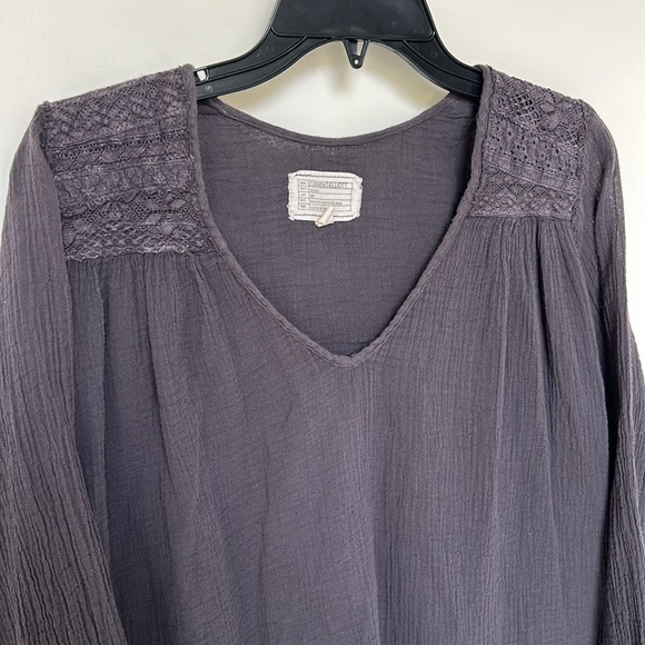 Current Elliott Picnic Shirt Blouse Charcoal Grey Embroidered Long Sleeve size 1 - Picture 3 of 14